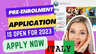 PRE ENROLMENT Process on Universitaly 2023  Explained  Study in Italy [upl. by Eicnarf]