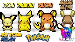 How to Draw Pokemon Evolution  Pichu Pikachu Raichu and Alolan Raichu [upl. by Iv]