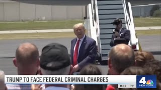 Trump leaves Bedminster to face federal criminal charges in Florida  NBC New York [upl. by Rebmyt520]