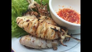 Stuffed Squidម៉ឹកញាត់គ្រឿងជាមួយផ្សិត [upl. by Rosy]