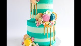 Striped Buttercream Cake Tutorial Rosies Dessert Spot [upl. by Poirer]