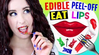 DIY Edible Peel Off Makeup  EAT PeelOff Lip Stain  Eatable Gummy Bear Makeup  Jello Candy Lips [upl. by Aissirac]