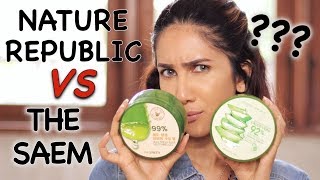 BAGUSAN MANA Nature Republic vs The Saem Aloe Vera Gel   suhaysalim [upl. by Idnahr]