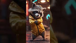 Cute baby racoon dancing 🥰 cat funny midjourney baby cute [upl. by Arch]