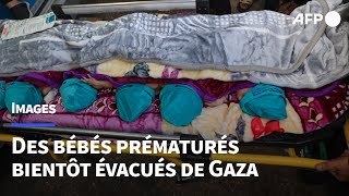 Gaza les médecins palestiniens préparent des bébés prématurés à être évacués  AFP Images [upl. by Ellebanna10]