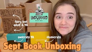 BEST UNBOXING IN MONTHS  September 2024 Book Unboxing  Illumicrate Fairyloot Owlcrate Unplugged [upl. by Morehouse732]