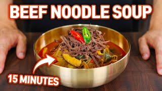 15 Minute Homemade Korean Beef Noodle Soup YUKGAEJANG [upl. by Ros]