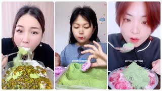 Best matcha green tea powder amp Eating matcha powdered ice amp matcha benefits amp Matcha ice mukbang 72 [upl. by Qahsi]