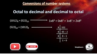 Octal to Decimal amp Decimal to Octal Conversion  Number system conversions [upl. by Florry]