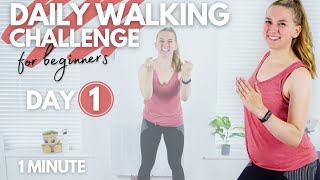 1 Minute Low Impact Walking Workout  DAY 1 Daily Walking Challenge for Beginners ± 100 steps [upl. by Adnohral674]