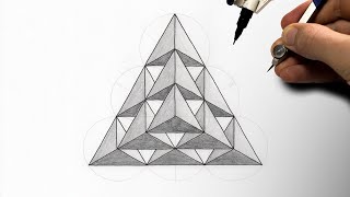 Drawing a Pyramid of Tetrahedrons ▲ Sacred Geometry [upl. by Ahseikram]