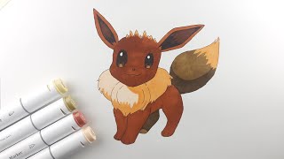 How to draw Eevee Pokémon  100 Days Drawing Challenge  Day 14 [upl. by Fanchie]