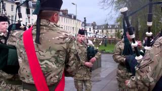 Black Watch Pipe Band Before Homecoming Parade Perth Scotland April 20th [upl. by Laurentia604]