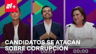 Gálvez Sheinbaum y Maynez se atacan sobre corrupción en debate presidencial [upl. by Ardeahp552]