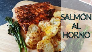 Salmón al horno con miel y mostaza de Dijón  Receta fácil rápida y con vitamina D [upl. by Kwon43]