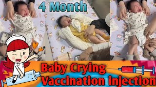 Baby Crying 4 Month Age Vaccines injection at hospital short [upl. by Enneirdna]