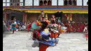 Black Hat Dance Tshechu Bhutan Festival Wangdue Phodrang [upl. by Aelahc447]