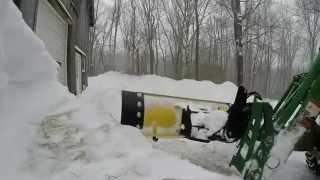 Using the Artillian Plow Adapter setup on a John Deere 2520 during a Blizzard 2015 [upl. by Japheth89]