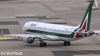 Alitalia CityLiner Embraer ERJ190 landing and takeoff at Dusseldorf Airport [upl. by Bertero]