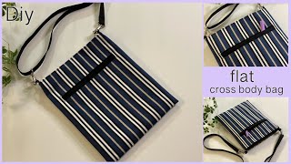 フラットクロスボディバッグ作り方How To Make Flat Crossbody Bag easy sewing tutorial diy handmade [upl. by Acim94]