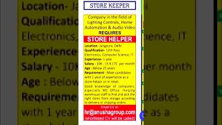 We are Hiring  Storekeeper Non teaching Jobs  Delhi Jangpura [upl. by Lejeune]