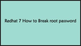 how to break root password in rhel 7 [upl. by Denna]