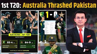 AUS vs PAK Australia thrashed Pakistan by 29 runs in the 1st T20I  Unbelievable collapse of Pak [upl. by Aizti]