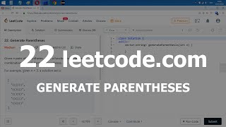 Разбор задачи 22 leetcodecom Generate Parentheses Решение на C [upl. by Ayikin]