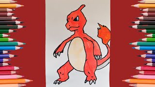 Pokemon  Evolution of Charmander  Charmeleon  drawing and colouring [upl. by Keffer]