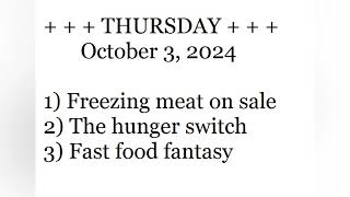 Thursday 1032024  freezing meat on sale finding the hunger switch and fast food fantasy orders [upl. by Balmuth929]