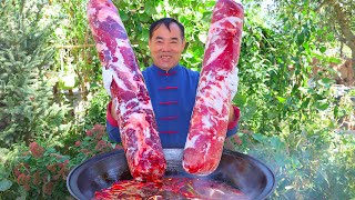 Giant Meat Rolls Made of Lamb Beef Chicken Best Way To Eat Autumn Hotpot Uncle Rural Gourmet [upl. by Chaille]