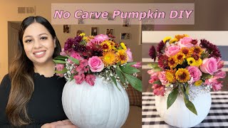 How to make a Pumpkin flower Arrangement  No carving needed  DIY🌸 [upl. by Arodoet274]