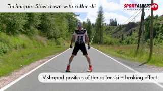 Roller Skiing Cross Skating Skiking Technique Slow Down with Roller Ski by wwwsportalbertde [upl. by Marmion259]