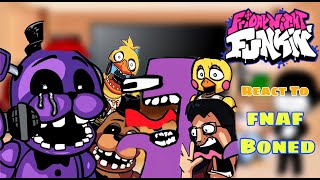 Fnf React To BONED but w Custom Sprites Bite FNaF 2 Mix Five Nights at Freddys [upl. by Mehalek]