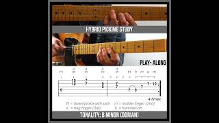 Hybrid Picking study for Guitar TAB  B Dorian [upl. by Calandria245]