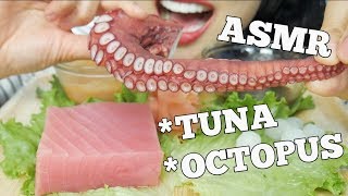 ASMR RAW Octopus  Tuna Sashimi SAVAGE EATING SOUNDS No Talking  SASASMR [upl. by Adieren]