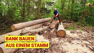 Bänke aus einem Stamm für Wanderer bauen  mit STIHL MS 500i amp GeoTech Raupendumper 530E von GeoTech [upl. by Neumark]