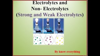 Electrolytes and Non Electrolytes Strong and Weak Electrolytes [upl. by Eelyam]