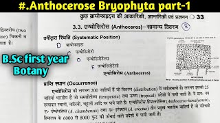 Anthoceros Bryophyte part1  Morphology and Anatomy of Anthoceros BSc first year Botany 2nd sem [upl. by Ailama434]