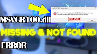 Fix MSVCR100dll is MissingNot Found in Windows 1011  Fix msvcr100DLL Error ✅ [upl. by Figone327]