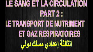 LE SANG ET LA CIRCULATION  PART 2  LE TRANSPORT DE NUTRIMENTS ET GAZ RESPIRATOIRES [upl. by Oisinoid419]