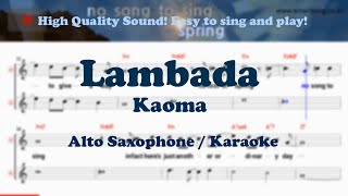 Lambada  Kaoma Alto Saxophone Sheet Music Cm Key  Karaoke  Easy Solo Cover [upl. by Atikcir]