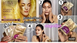 LOTUS HERBAL GOLD FACIAL KIT HOW TO DO FACIAL AT HOME PARLOUR STYLE Lotus facial kit [upl. by Gnod]