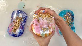 🫧 ASMR Sponge Squeezing 🫧 Sponge Squeezing with Wood Beads  ASMR Satisfying Sponge Squeeze 🩵🫧🧽🧼 [upl. by Marjana]