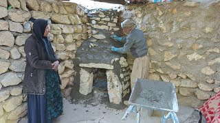 Iran nomadic life building a cozy fireplace with natural stones in the heart of the mountains [upl. by Lehcir74]