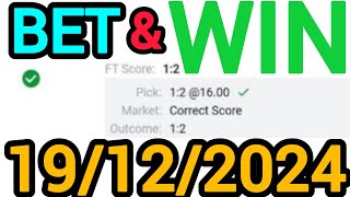 CORRECT SCORE PREDICTIONS 19122024FOOTBALL PREDICTIONS TODAYSOCCER BETTING TIPSSURE TIPS [upl. by Lady126]