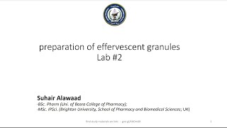 Lab 2  Preparation of effervescent granules Dr Suhair Alawaad  Industrial pharmacy ll 20242025 [upl. by Ahsai798]