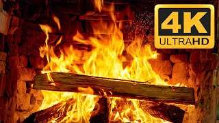 Birchwood Fireplace Burning in Cold Night🔥Cozy Christmas Fireplace 4K 2024 amp Crackling Fire 3 Hours [upl. by Dibb]