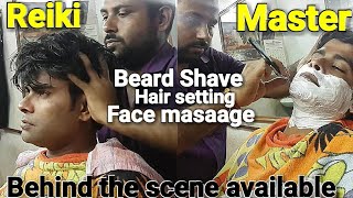 Complementary head massage with beard shave face massage and neck cracking by Reiki master [upl. by Azirb]