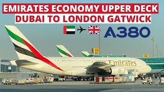 EMIRATESECONOMY UPPER DECKDUBAILONDON GATWICKAIRBUS A380TRIP REPORT [upl. by Zurciram]